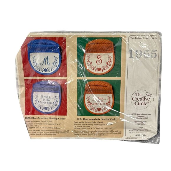 Vtg 80's Creative Circle Blue Armchair Sewing Caddy Cross Stitch Kit NOS - Picture 1 of 5